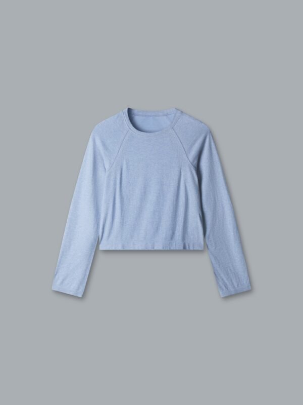 HERE TODAY MELANGE Cropped Long Sleeve Tee Blue Marl