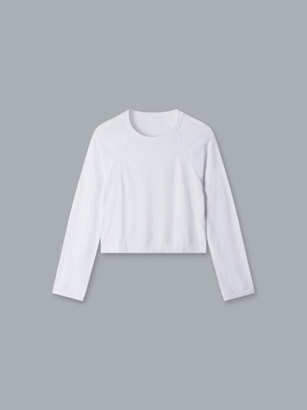 Top-HereTodayCroppedLSTeeWhite HERE TODAY Cropped Long Sleeve Tee White