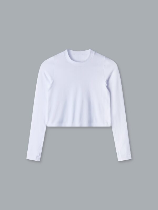 POWER CROP Long Sleeve Top White