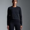 HERE TODAY Cropped Long Sleeve Tee Black