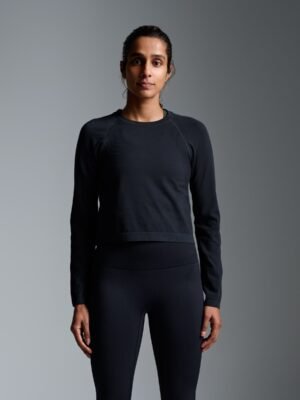 HERE TODAY Cropped Long Sleeve Tee Black