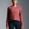 HERE TODAY MELANGE Cropped Long Sleeve Tee Earth Marl