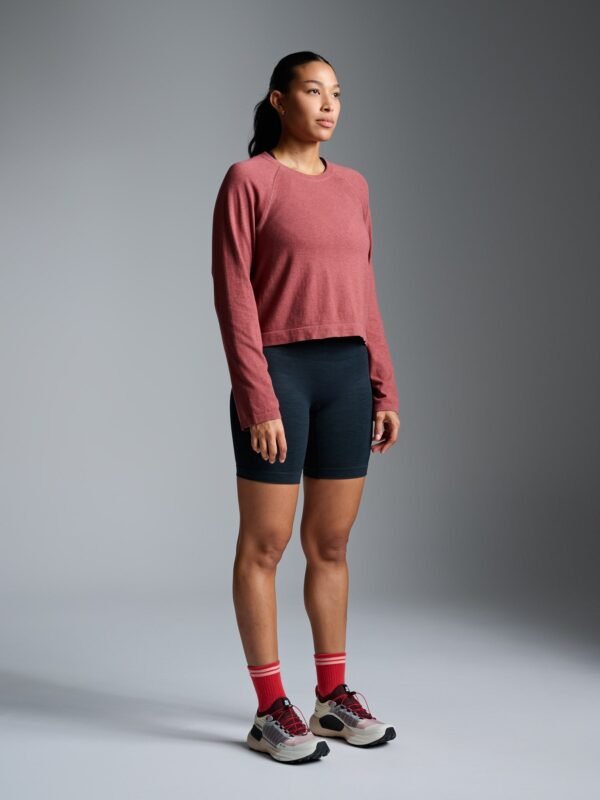 HERE TODAY MELANGE Cropped Long Sleeve Tee Earth Marl