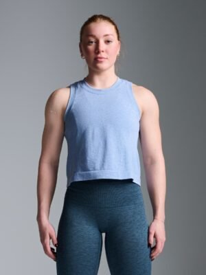 HERE TODAY MELANGE Cropped Tank Blue Marl