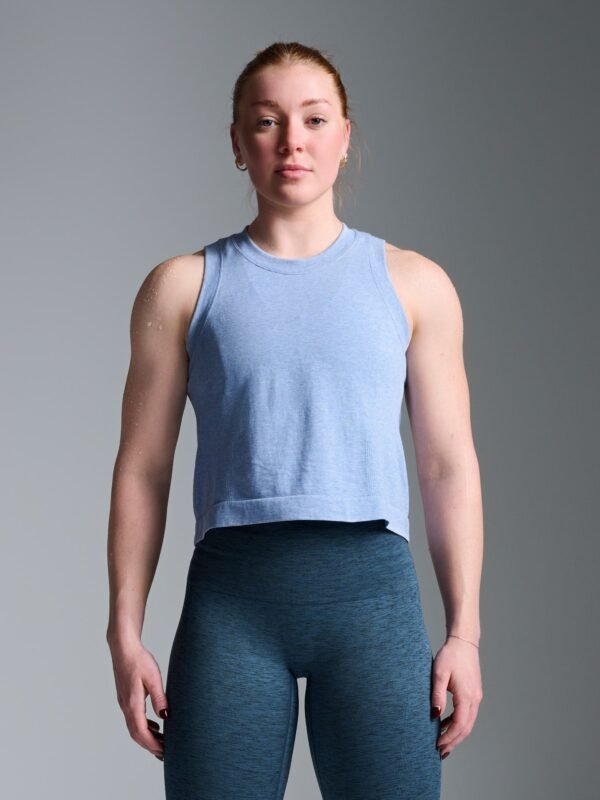 HERE TODAY MELANGE Cropped Tank Blue Marl