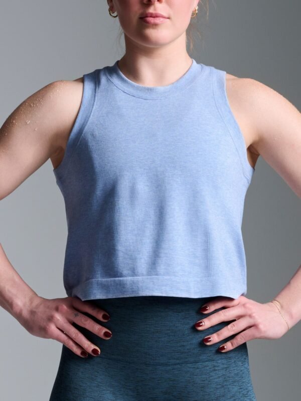 HERE TODAY MELANGE Cropped Tank Blue Marl