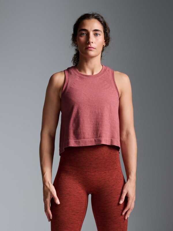 HERE TODAY MELANGE Cropped Tank Earth Marl