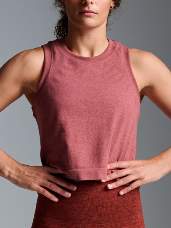 HERE TODAY MELANGE Cropped Tank Earth Marl