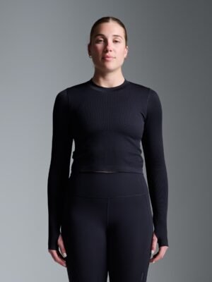 POWER CROP Long Sleeve Top Black