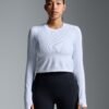 POWER CROP Long Sleeve Top White