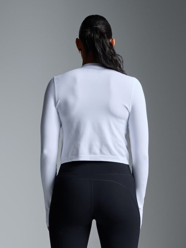 POWER CROP Long Sleeve Top White